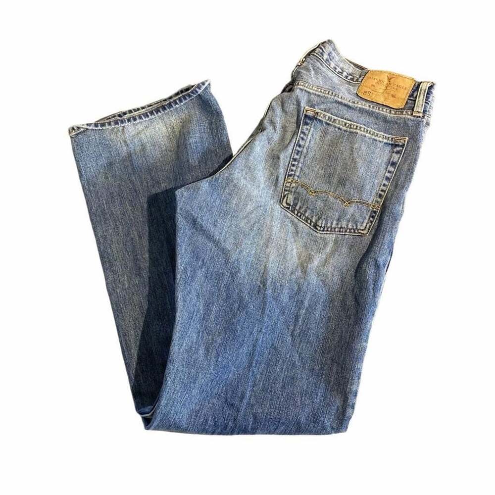 American Eagle Outfitters Loose Fit Jeans Size 34x34 Light Wash Denim